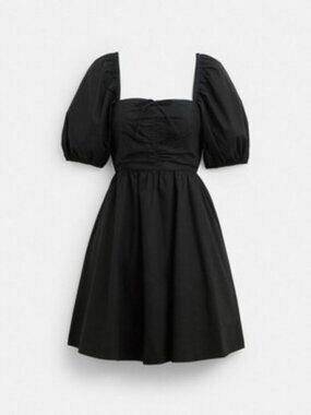 Short Dress With Puff Sleeves In Organic Cotton